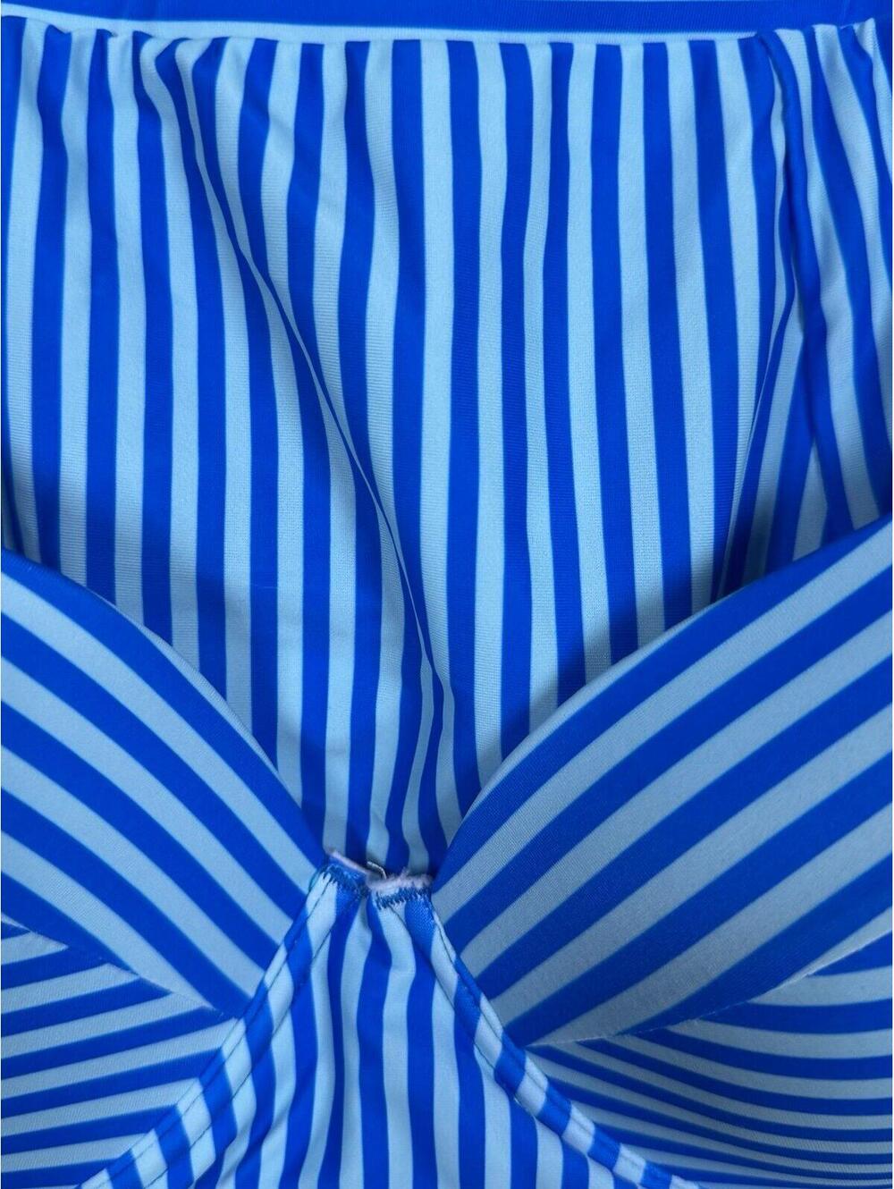 Cupshe Blue White‎ Striped Bikini Set Women’s Small NWT High Waisted - Picture 2 of 8